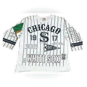 Vintage 90s Long Gone Chicago White Sox MLB Baseball USA Pinstripe Shirt XL
